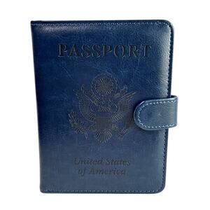 Blue Passport Holder Wallet with Pen | Travel Organizer Case NEW without tags